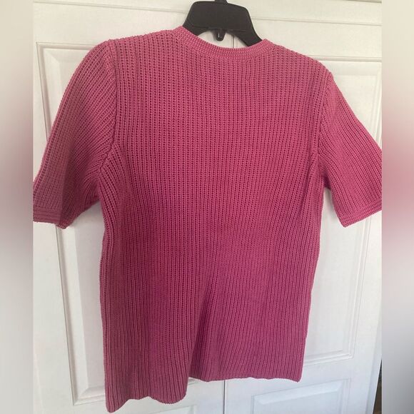 Peruvian Connection 100% Pima Cotton Thick Knit Short Sleeve Button Front Top S - Picture 3 of 7